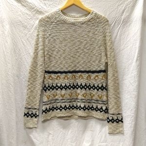 Aqua • oversized Aztec print sweater (flawed)